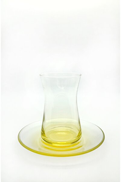 ÖzcamKristal 6 Kişilik 12 Parça Degrade Geçişli Sarı Çay Bardak Seti – Şık ve...