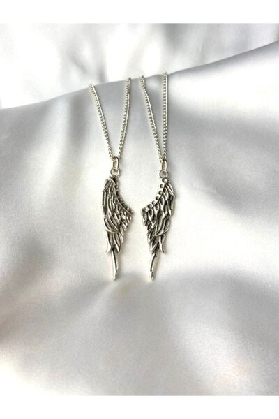 Herşey Nota Sevgili ve Arkadaşlık - İkili Gotik Kanat Kolyesi Best Friends BFF