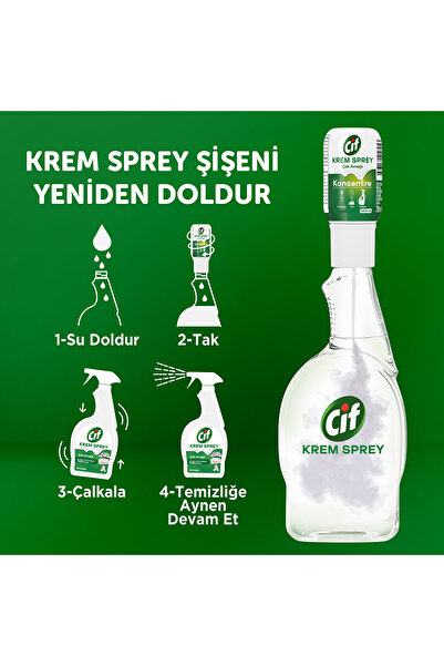 Cif Krem Sprey Çok Amaçlı Konsantre Amonyak 70ml X3 Krem Sprey Limon Ultra Yağ Çözücü 70 ml X3