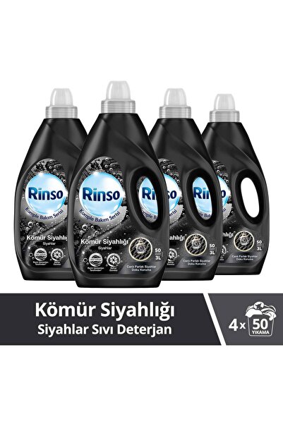 Rinso Sıvı Deterjan Kömür Siyahlığı Siyahlar 3lt 4 Adet