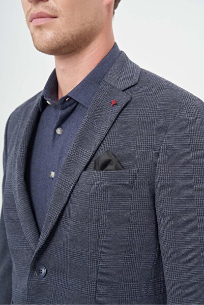 İmza Темно-синій трикотажний монокомір 6 Drop Slim Fit піджак 1002245152