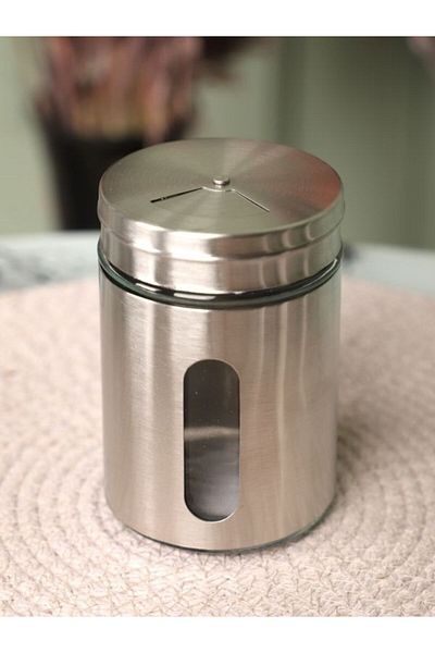 Viyalente 400 Cc Capacity Metal Coated Glass Spice Rack Salt Shaker - 3 Adjustable Head