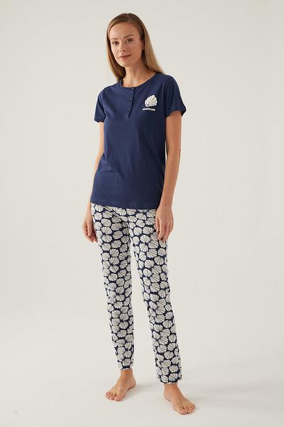 Arnetta Women's Pajama Set - 100% Cotton, Buttoned Collar and Pocket