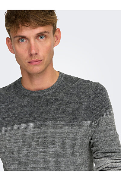 Only & Sons Onsfelix Reg 12 Crew Knit Noos 22029042   Hellgraues Melange