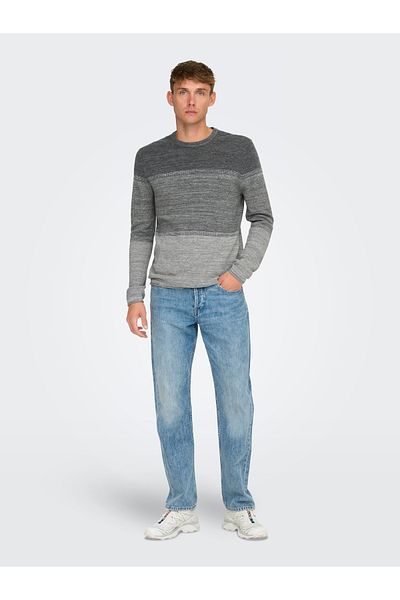 Only & Sons Onsfelix Reg 12 Crew Knit Noos 22029042 Light Grey Melange