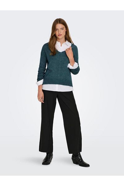 JDY Jdyelanora - V-Neck Pullover Kent Noos 15207823   Atlantic Deep L/S