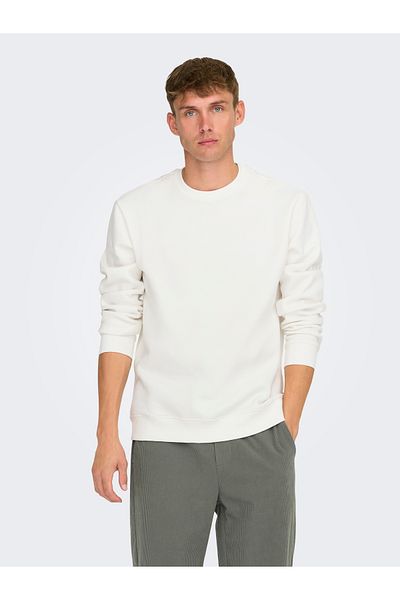 Only & Sons Onsconnor Reg Crew Neck Sweatshirt - 22029226   Cloud Dancer