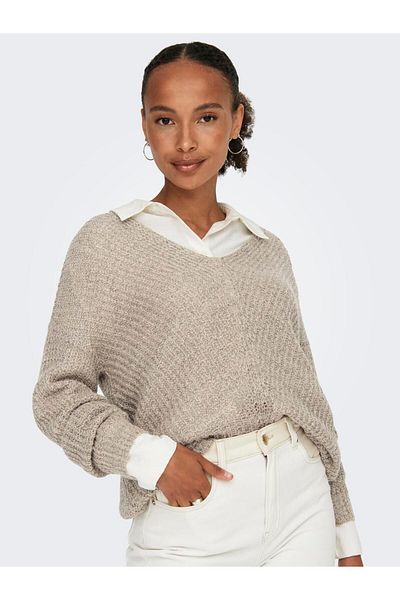 JDY Jdynew Megan - L/S Pullover Knt Noos 15208245   Cement Colored Sweatshirt