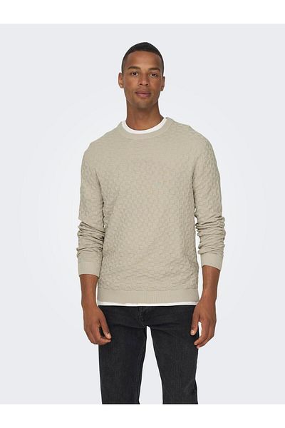 Only & Sons Onskalle Reg 12 Struc Crew Knit Noos 22026559 Silver Lining