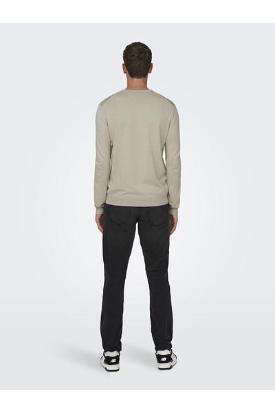 Only & Sons Onswyler Life Reg 14 Ls Crew Knit Noos 22020088 Ασημένια επένδυση