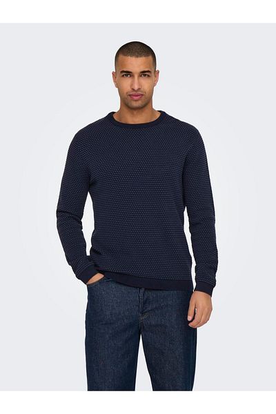 Only & Sons Onstapa Reg 12 Struc Ls Crew Knit Noos 22027602 Navy Blazer
