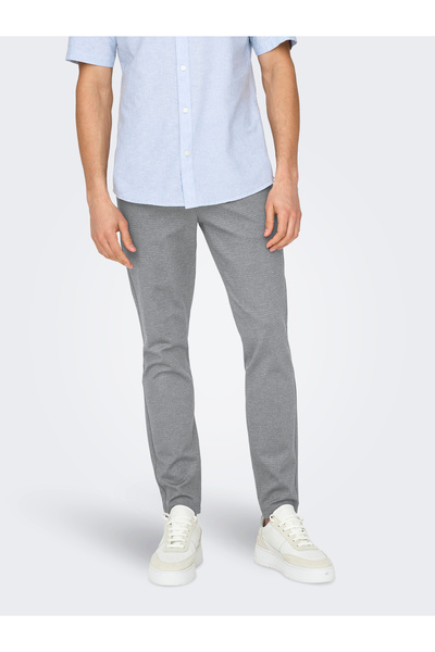 Only & Sons Chino Mark Check lange Hose mit Gürtelschlaufen