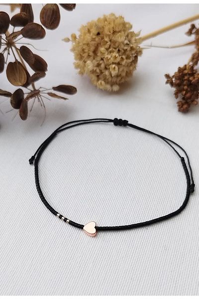 Bella Sera Studio Miyuki Bead Hematite Heart Black Anklet