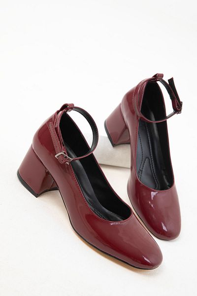 SOHO Patent Leather Claret Red Women's Classic Heeled Shoes - 19917