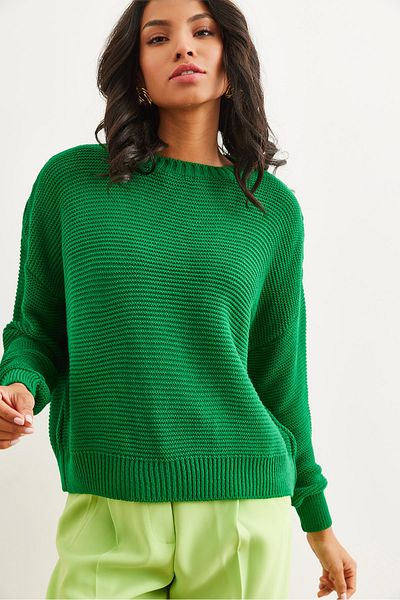 Olalook Pulover de damă, verde, cu gât de bicicletă, tricot, KZK- 19000870