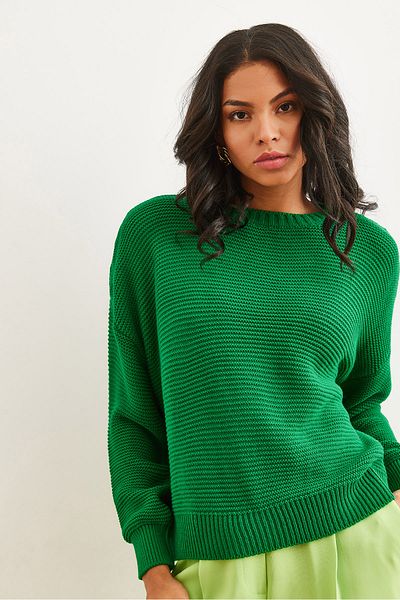 Olalook Pulover de damă, verde, cu gât de bicicletă, tricot, KZK- 19000870