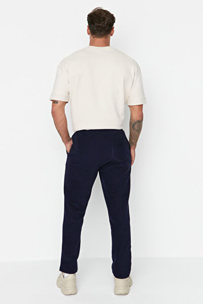 Trendyol Collection Navy Blue Regular/Normal Cut Labeled Rubber Leg Anti-Pilling Fleece Sweatpants Tmnaw23Ea00061