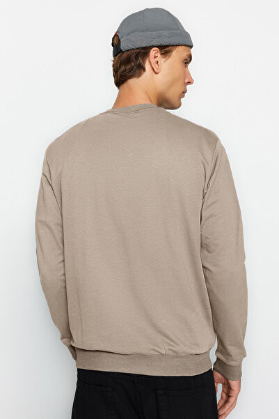 Trendyol Collection Φούτερ με στάμπα 100% βαμβακερή κανονική εφαρμογή - μακρυμάνικο, λαιμόκοψη TMNAW22SW0572