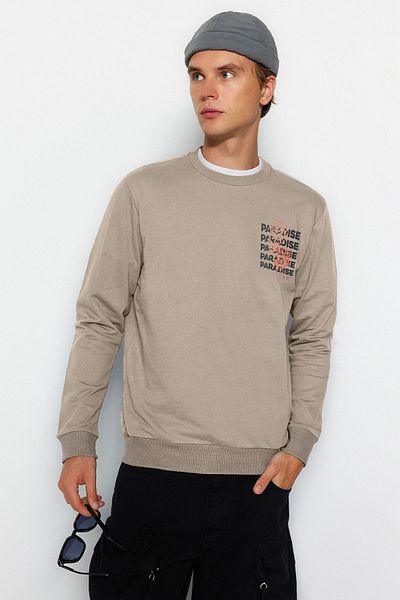 Trendyol Collection 100% bavlna mikina s potiskem Regular Fit - Dlouhý rukáv, Crew Neck TMNAW22SW0572