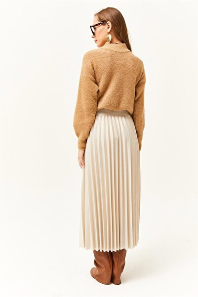 Olalook Жіноча шкіряна плісирована спідниця-банка ETK19000233