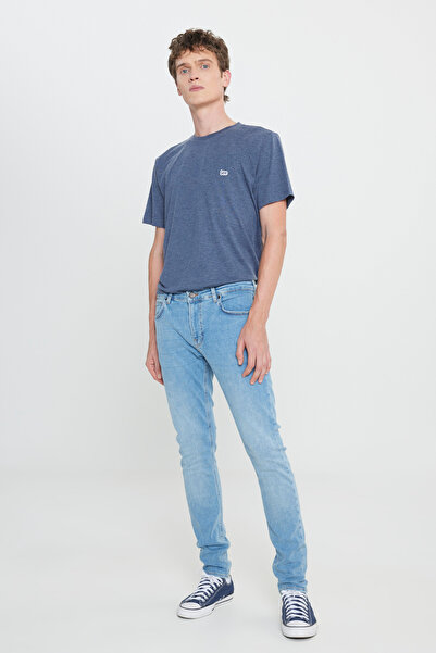 Lee Malone Skinny Fit Dar Kesim Düşük Bel Çok Dar Paça Mavi Erkek Esnek Jean Denim Kot Pantolon