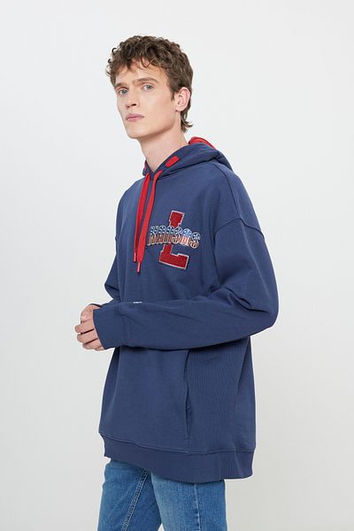 Lee Men's Indigo Hooded Fleece Sweatshirt - Relaxed Fit