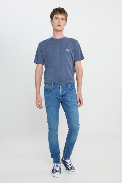 Lee Skinny Fit Dar Kesim Normal Bel Dar Paça Malone Erkek Açık Mavi Pamuklu Esnek Jean Kot Pantolon