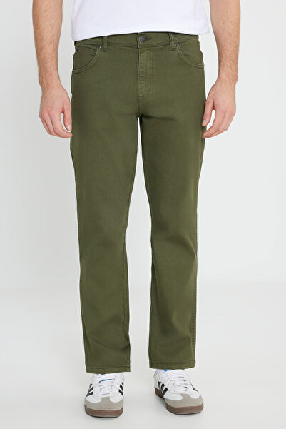 WRANGLER Slim Fit Dar Kesim Normal Bel Dar Paça Texas Erkek Haki Esnek Pantolon
