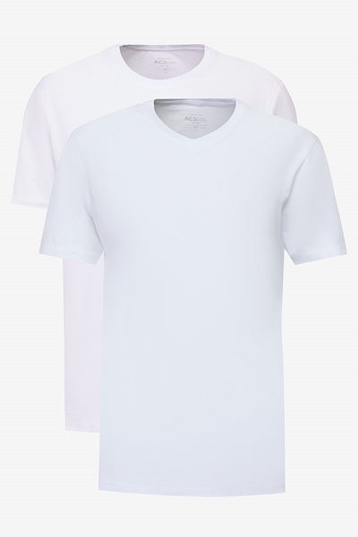 AC&Co / Altınyıldız Classics White-White 2 Pack - Slim Fit Men's Cotton Basic T-Shirt