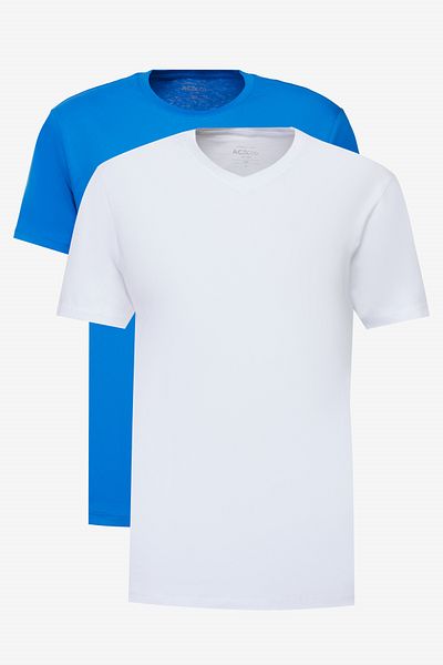 AC&Co / Altınyıldız Classics Ανδρικό μπλουζάκι Basic Slim Fit - WHITE-SAX 2 Pack, Βαμβακερό