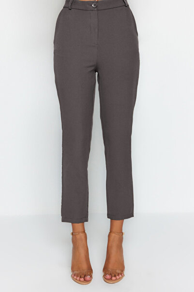 Trendyol Collection Sötét antracit alap cigaretta keskeny szárú szőtt szövet nadrág TWOSS19ST0038