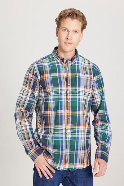 WRANGLER 100% pamut normál szabású normál szabású férfi zöld többszínű kockás ing