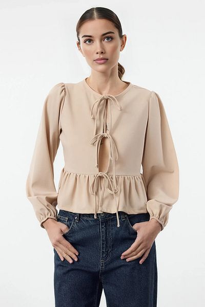 Trendyol Collection Πέτρα δέσιμο Λεπτομερής κανονική/κανονική εφαρμογή ελαστική πλεκτή μπλούζα TWOAW25BZ00230