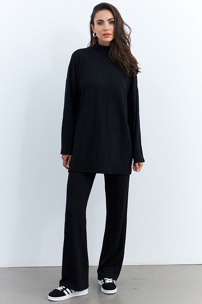 Cool & Modest Black Women's Pants Set - Bottom and Top Set Mtf28