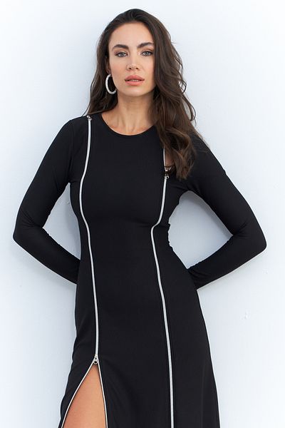 Cool & Sexy Dámské černé Maxi šaty s dvojitým zipem Elt4039