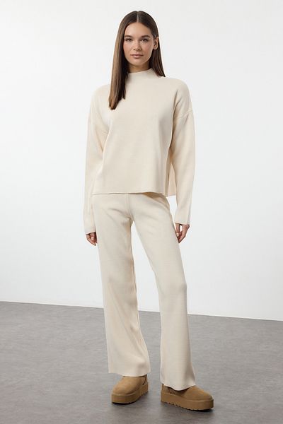 Trendyol Collection Ecru*001 sima kötöttáru szett - alsó és felső készlet TWOAW24AU00045