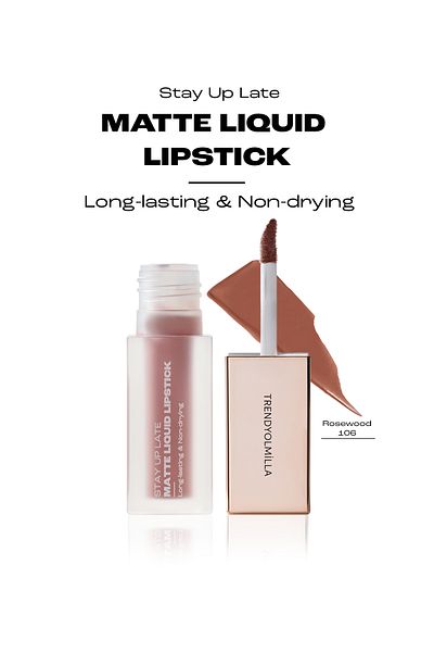 Trendyolmilla Beauty 8 Stunden lang anhaltender, nicht trocknender, flüssiger, mattierter Lippenstift Rosewood-106 TKZAW25RJ00000