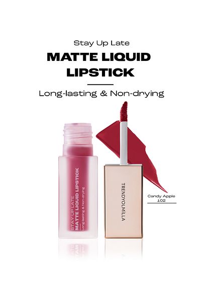 Trendyolmilla Beauty 8 Stunden lang anhaltender, nicht trocknender, flüssiger, mattierter Lippenstift Candy Apple-102 TKZAW25RJ00000