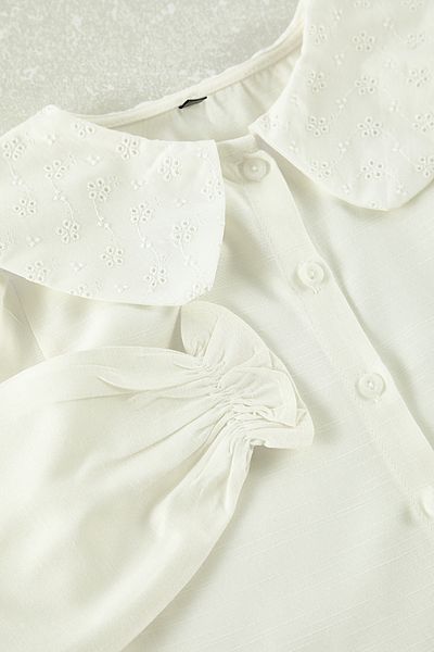 TRENDYOLKIDS White Girl's Baby Lapel Woven Shirt Tkdaw25Go00012