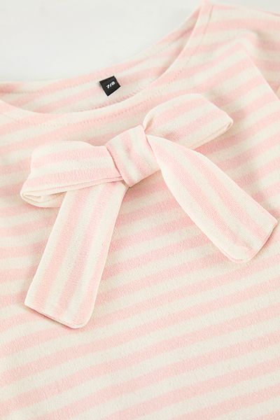 TRENDYOLKIDS Dusty Rose pamut csíkos pulóver és melegítőnadrág szett lányoknak - TKDAW25AU00053