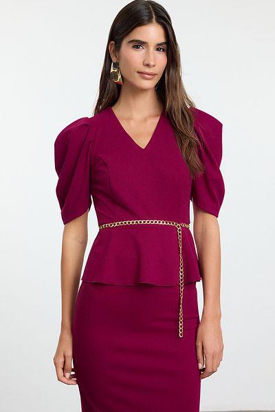 Trendyol Collection Purple Blouse Skirt Knitted Bottom Top Suit Tpraw25Au00007