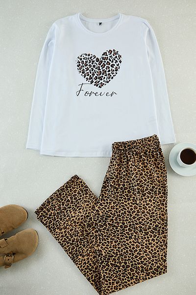 Trendyol Curve Multi-Colored Leopard Pattern Knitted Pajamas Set Tbbaw25Ai00087