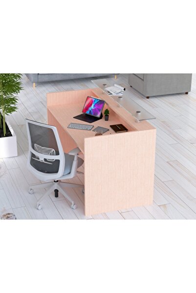 Mahmayi R06 Oak Office Reception Desk Without Drawers - 140cm