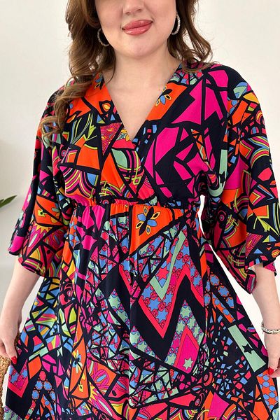 MaziButik Black Mosaic Bat Dress