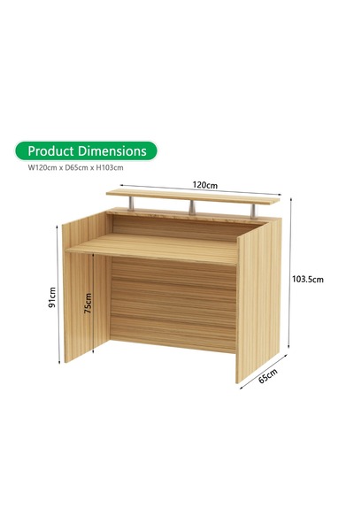 Mahmayi Coco Bolo R06 Light Brown Office Reception Desk - 120cm