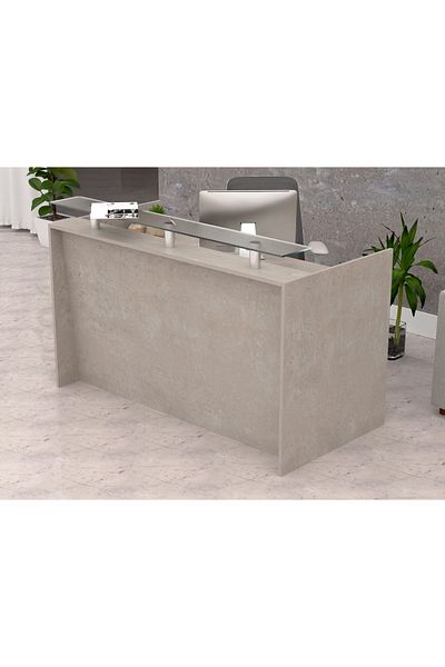 Mahmayi R06 Light Concrete Office Reception Desk - 140cm