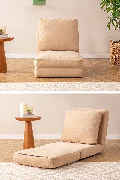 Pafu Taida Tekli Katlanır Yataklı Uzanma Koltuğu Krem