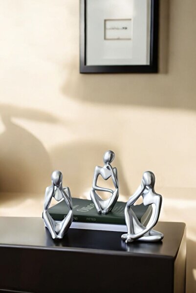 tambana 3’lü Gümüş Heykel Biblo Seti Dekoratif Süs Eşyası Dekoratif Masa Süsü...