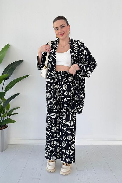 MaziButik Set dublu Black Inka Seersucker