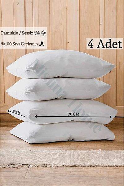 Mislina Home 4-Piece Zippered Terry Cotton Mattresses - Liquid Waterproof, Quiet Cushion Protector, 50X70 cm